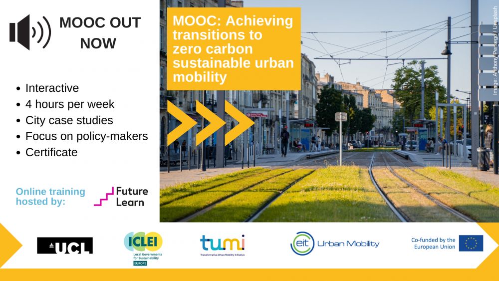 MOOC: Achieving transitions to zero carbon sustainable urban mobility- round 2